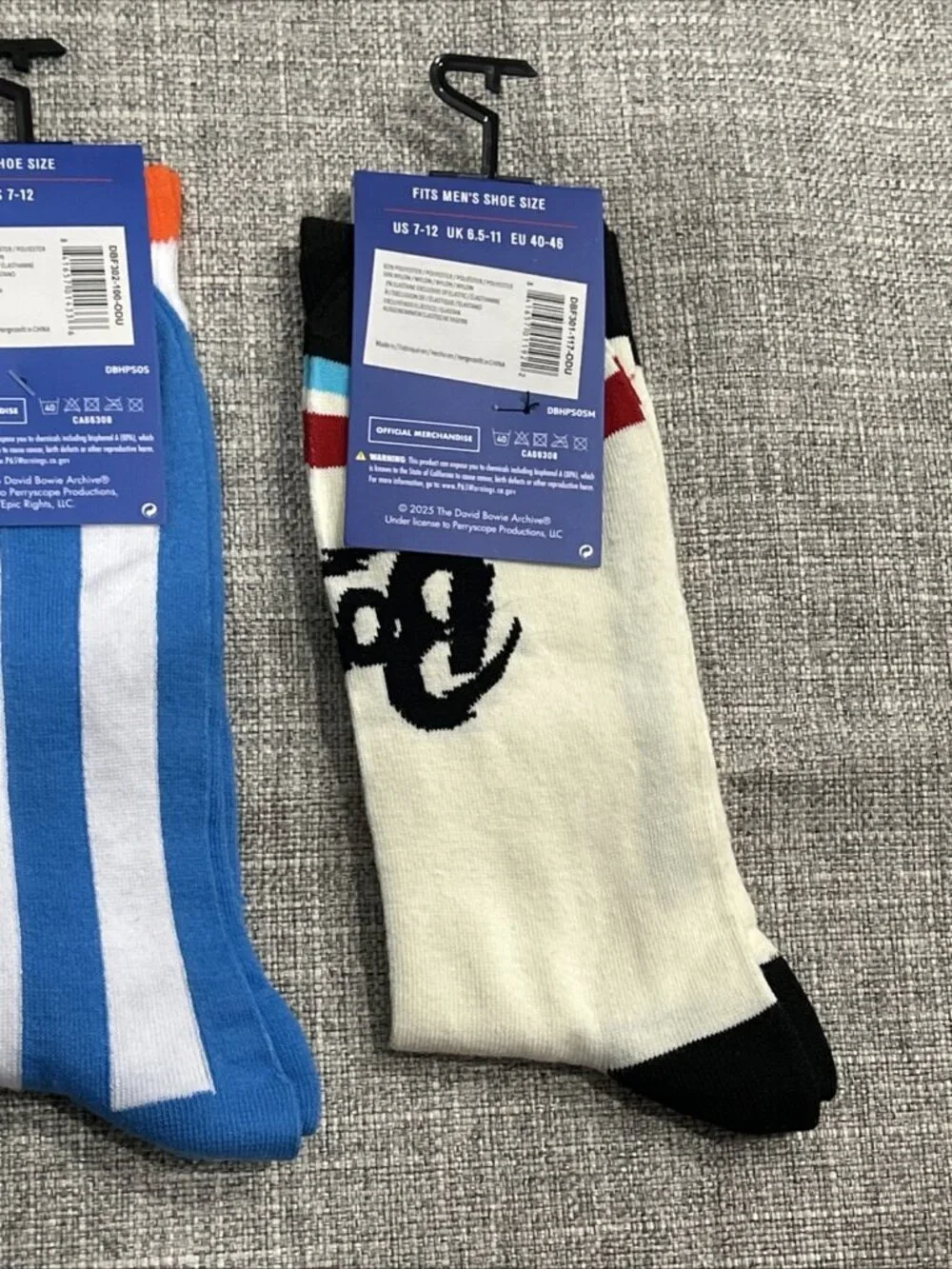Lot of 3 Novelty Crew Socks Pop Culture Elvis Presley, Rock N Roll, David Bowie